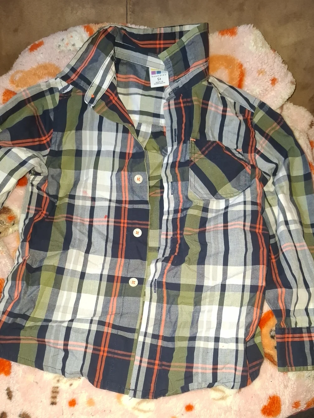 Two Plaid Button-Down Shirt in Olive, Navy & White